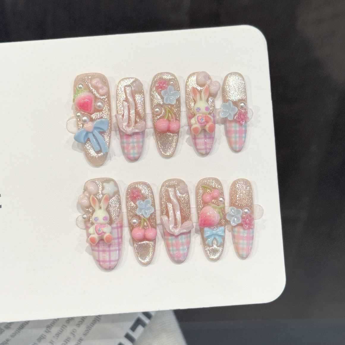 Pressed Flower Art - 10 pezzi di unghie finte ovali