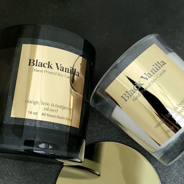 Personalised Candle Label - Adesivo personalizzato in oro argento lucido